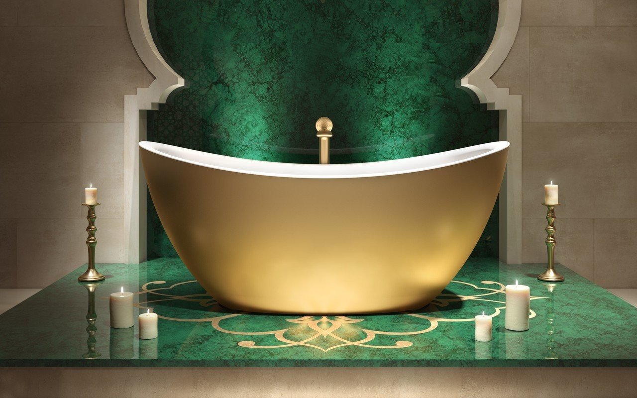 Aquatica Lillian Pearl Gold-Wht Круглая отдельностоящая ванна с твердой поверхностью picture № 0