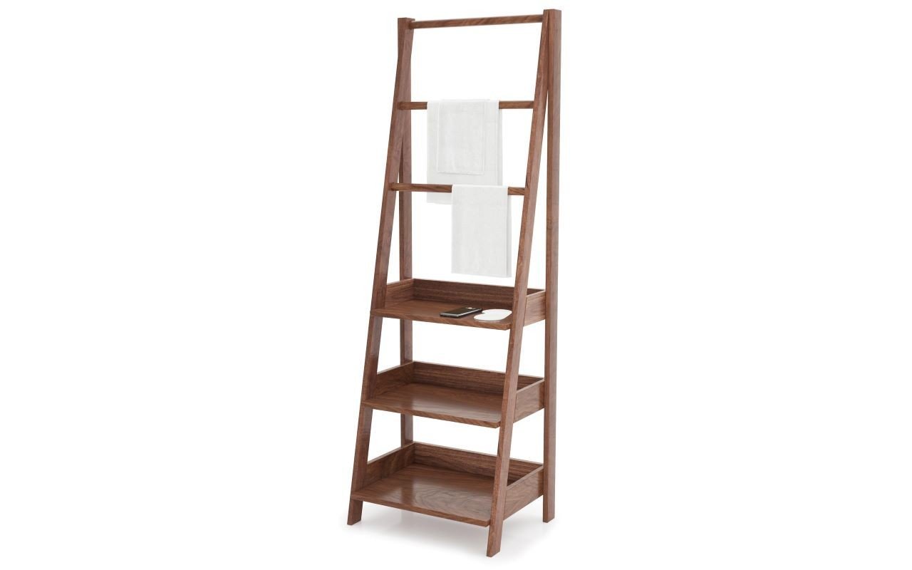 Universal Waterproof Bathroom Ladder Shelf American Walnut03web